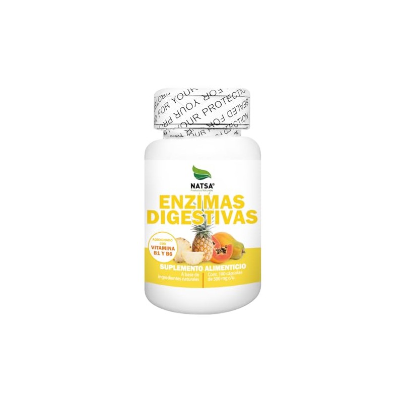 NATSA Enzimas Digestivas 100 Cápsulas | Reforzado con Vitamina B1