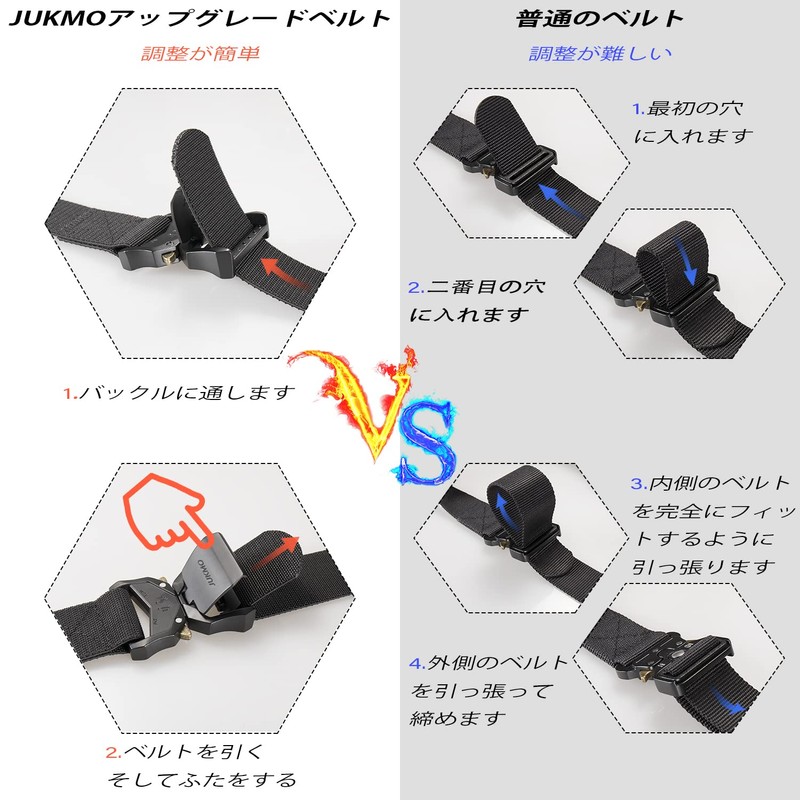 JUKMO Men's Work Belt, Tactical Belt, Military Belt, with Quick-Release
