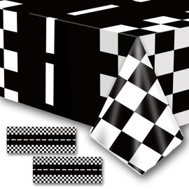 YWQIPABA Race Car Plastic Tablecloths Party Supplies,2Pcs 54 x 108 Inch Racing Checkered Flag Tablecovers for Kids Boys Two Fast Birthday,Race Car Theme for Baby Shower Decorations