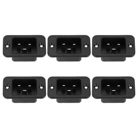 uxcell C20 Panel Mount Plug Adapter AC 250V 16A 3 Pins IEC Inlet Module Plug Power Connector Socket Straight 6Pcs
