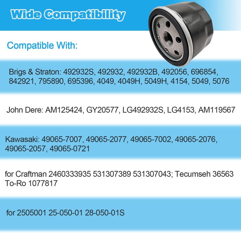 492932 Oil Filter Replacement Kit for John Dere Lawn Tractor