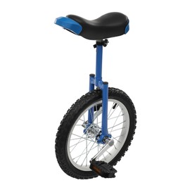 Jiabailie 16 Inch Wheel Chrome Unicycle with Manganese Steel Aluminum Alloy Rim Adjustable Seat Leakage Protection Mute Bearing for Adults Kids Outdoor Sports Fitness Exercise Cycling (Blue)