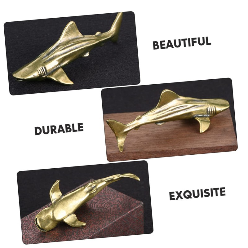 CORHAD Brass Shark Adornment Compact Desktop Decor Sturdy and Sturdy