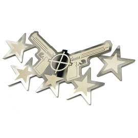 Cobra-Tek Polished Stainless Twin Gun Pistol Badge Emblem 3D Dual Layer Stars Decal