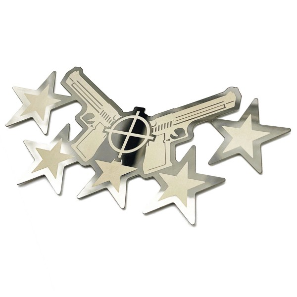 Cobra-Tek Polished Stainless Twin Gun Pistol Badge Emblem 3D Dual