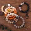 Phamines Silicone Beaded Bracelet Wristlet Keychain Key Ring Daisy Flower