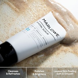 MARLOWE. Exfoliante facial No. 122 de 6 onzas, exfoliante facial suave con polvo de semillas de albaricoque y piedra pómez, limpia y suaviza, aroma fr