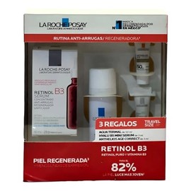 La Roche-Posay Rutina Anti-Arrugas/Regeneradora Para Todo Tipo De Piel, Suero Retinol B3 30ml, Mini Suero Hyalu B5 3ml, Mini Anthelios Age Correct FPS