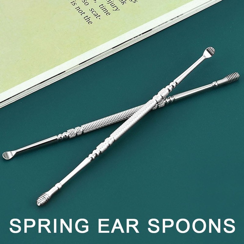 3 Pcs Stainless Steel Ear Cleaning Tool Spring Ear Spoons