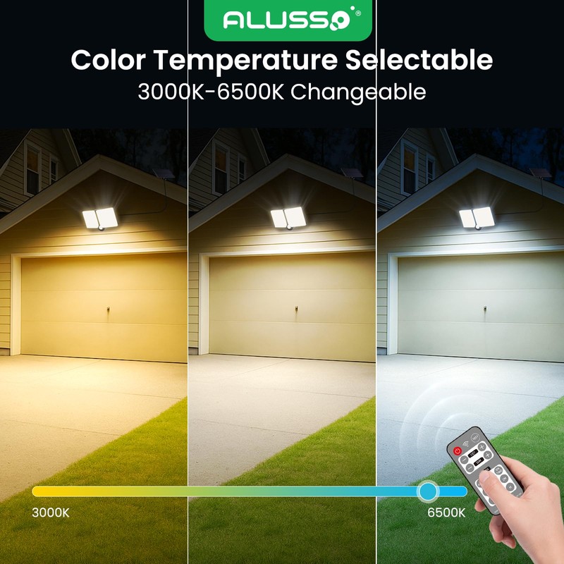 ALUSSO® Solar Lights Outdoor Waterproof Motion Sensor, Dimmable 3000K-6500K Changeable