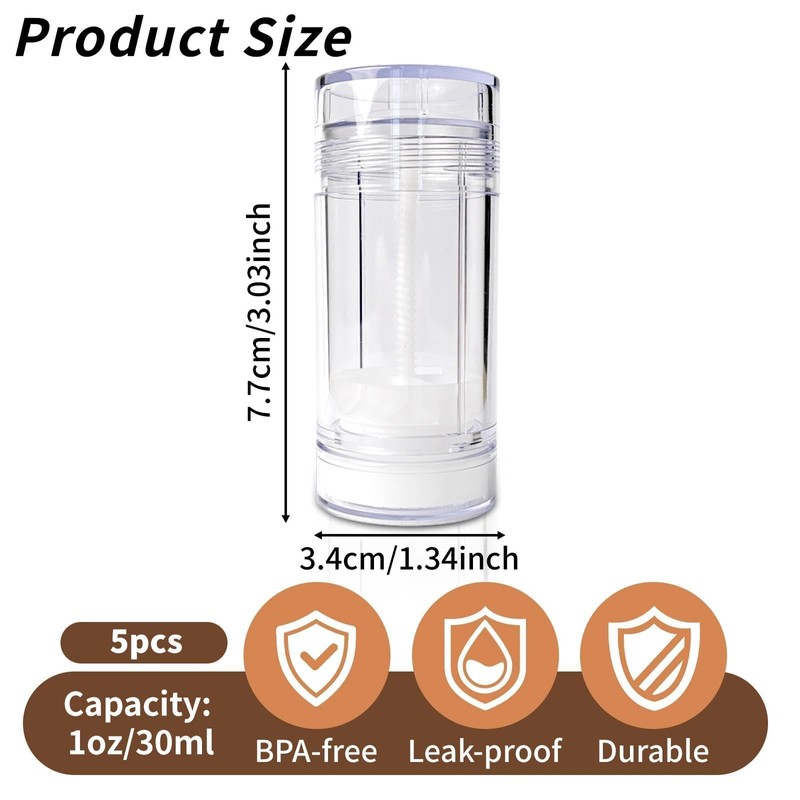 Empty Deodorant Containers, 1oz 30ml Empty Refillable Twist Up Filling