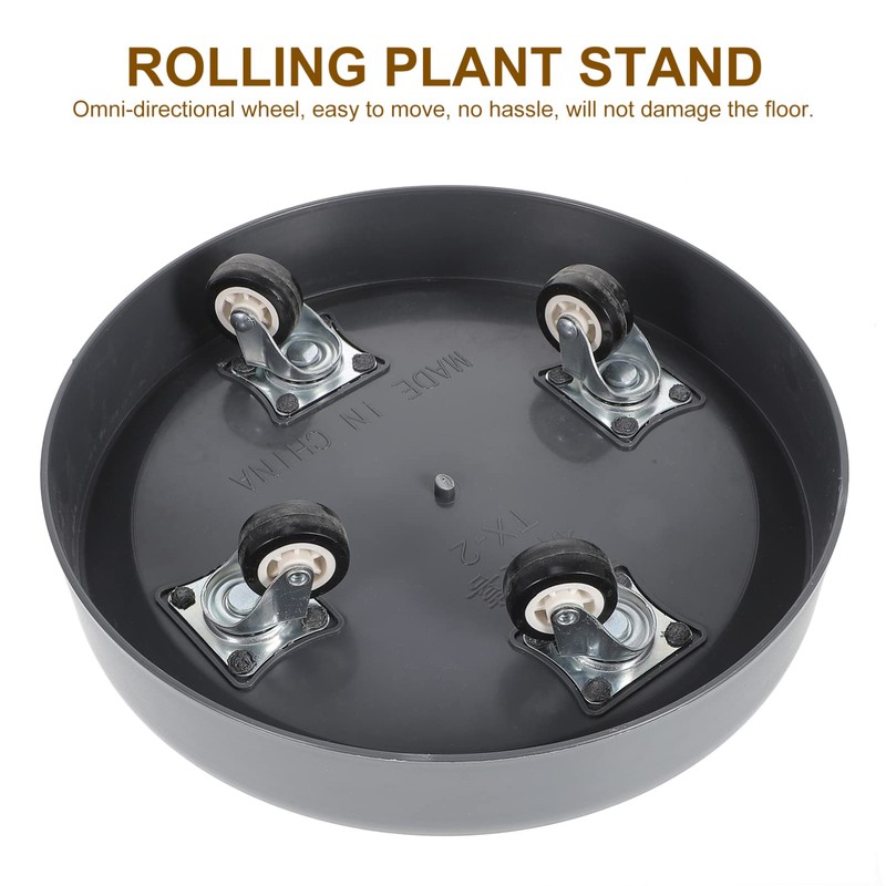 Plant with Easy Moving Caster Invisible Wheels, 9 Inch Round