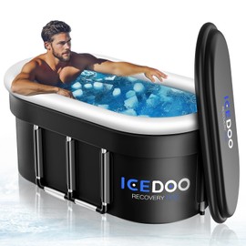 Wxtkkom Upgraded 175 Gal XXL Large Oval Ice Bath with Air Ring, Multi-Layered Portable Cold Plunge Tub for Athletes, Foldable & Inflatable Cold Tub Recovery at Home, Outdoors,Gym Use Bathtubs.