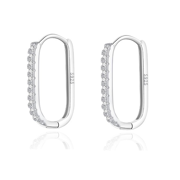 Reffeer 925 Sterling Silver CZ Square Hoop Earrings for Women