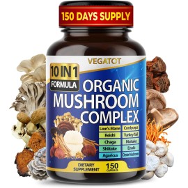 VEGATOT 10 in 1 High Strength Mushroom Supplement - Lions Mane