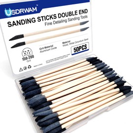 Usdrwam 50 Pcs Sanding Sticks, Double End Matchsticks Sanding Twigs, Detailing Polishing Sanding Sticks Tools for Tight Spaces Plastic Models Wood 150/280 Grit 5.5 × 0.2 Inch