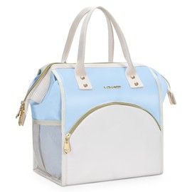 LOKASS Lunch Bag Women Insulated Lunch Box, Wide-Open Lunch Tote Bag Leak-proof Cooler Bag for Work Picnic-（Sky Blue）