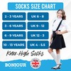 Bonjour Childrens Back to School 6 Pairs Knee High Plain