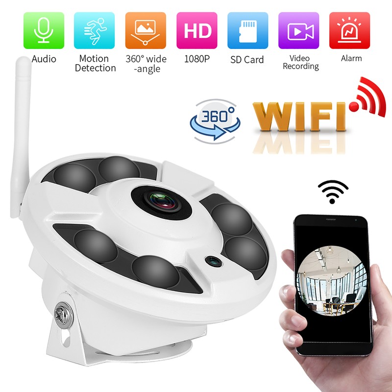 IP Fisheye Camera 360 Panoramic Surveillance IR Wifi 1080P 110‑240V
