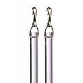 1/2" Heavy Duty Smooth Clear PVC Drapery Baton Curtain Wands with Metal Snap (Set of 2) - 36 inch