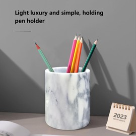 CABALAY Marble Pencil Pen Holder for Desk,Makeup Brush Holder, Stand for Desk Marble Pattern Pencil Cup for Kids Durable Organizer Ideal Gift for Home, Office(gray).