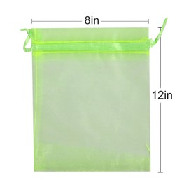 Lautechco 100Pcs Organza Bags 8x12 inches Light Green Organza Gift Bags Small Mesh Bags Drawstring Gift Bags Christmas Drawstring Organza Gift Bags (8x12 inches Light Green)