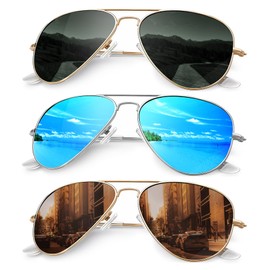 Polarized Aviator Sunglasses For Women Men Vantage Retro Sun Glasses Driving Fishing Hiking UV Protection, 3 Pack (M)