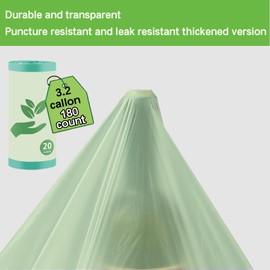 180 Count Compostable Liner Bags 3.2 Gallon Compostable Waste Bags Kitchen Trash Bags Extra Thick Kitchen Small Compost Bags for Countertop Bin 12 Liter