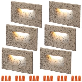 LEONLITE 3.5W 150LM LED Step Lights, 3CCT Selectable 3000K/4000K/5000K, 120V Dimmable Stair Lights Indoor Outdoor Ultra Bright, IP65 Waterproof, CRI 90, Aluminum, ETL Listed, Pebble Grey, Pack of 6