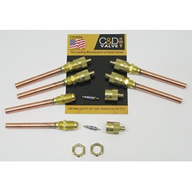 C&D Copper Access Valve CD3604 PKG of 6 1/4" copper tube extension w/ 1/4" flare cap