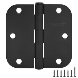 24 Pack Matte Black Door Hinges 3.5 Inch, 5/8" Radius Rounded, Standard Residential for Doors 3 ½",Sturdy Hinges, Interior Hinges