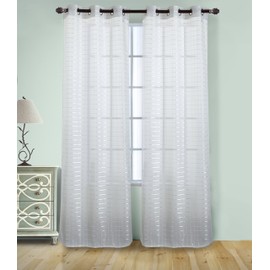 RT Designers Collection Wanda Box Voie Grommet Window Panel, 54" x 90", White