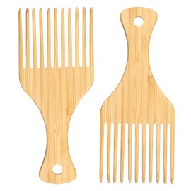 VOCOSTE Hair Comb Hairpick Wooden Afro Pick Coarse Thin Curly Hair Suitable for Thick Hair Wooden Picks 2 Pieces