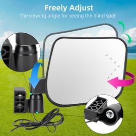 Roykaw Golf Cart Side Mirrors with Turn Signal Light, No Drilling LED Rear Mirrors, Folding Side Mirrors Compatible with EZGO/Club Car/Yamaha 0.75/1.0/1.25-Inch Square Frame Models