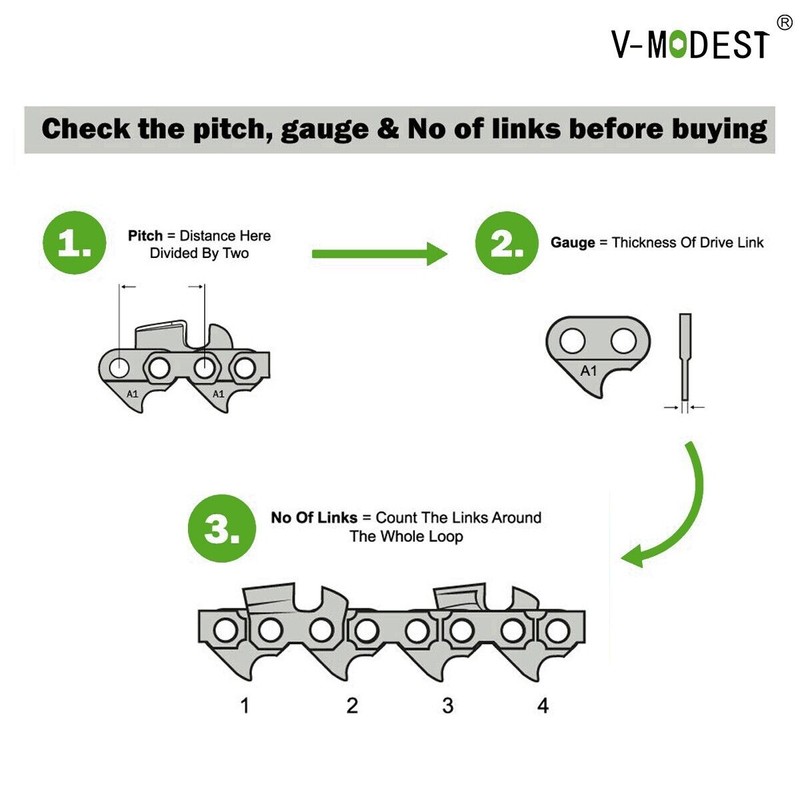 V-MODEST 3PACK 14" Chainsaw Chain For 40V KOBALT KCS 4040-06