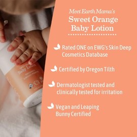 Earth Mama Sweet Orange Baby Lotion | Moisturizing Body Lotion for Dry Skin, Newborn Sensitive Skin Care, Face Moisturizer for Babies & Kids with Shea