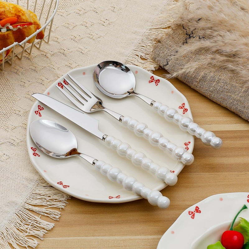 Koythin 4-Piece Cutlery Set, Stainless Steel Flatware Sets with Chubby