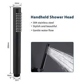 Drenky Rund Handbrause Schwarz Edelstahl 304 Wassersparend Duschkopf Für Badezimmer Stabhandbrause Mit 48 Anti-Kalk Silikon-Düsen Duschbrause Handbrause Dusche