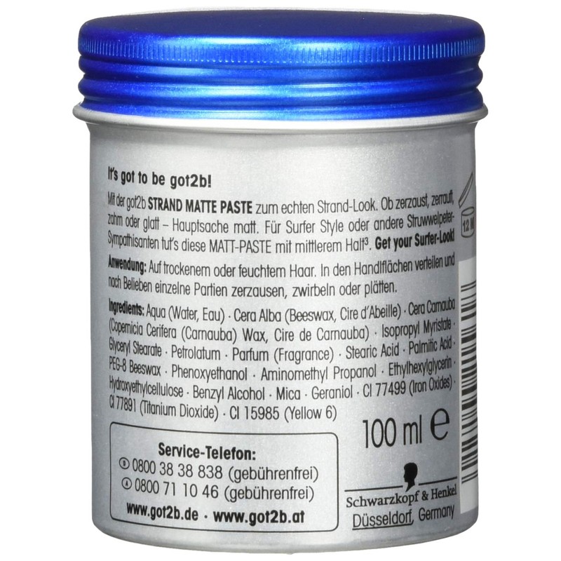 Got2B Beach Matte Paste Styling Paste for Matte Surfer Looks,