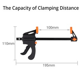 Anhoer 4Pcs Quick Grip Clamps 4" Woodworking F Clamps Quick Release Clips One Hand Clamp for Manual Work DIY Handmade Craft Woodworking