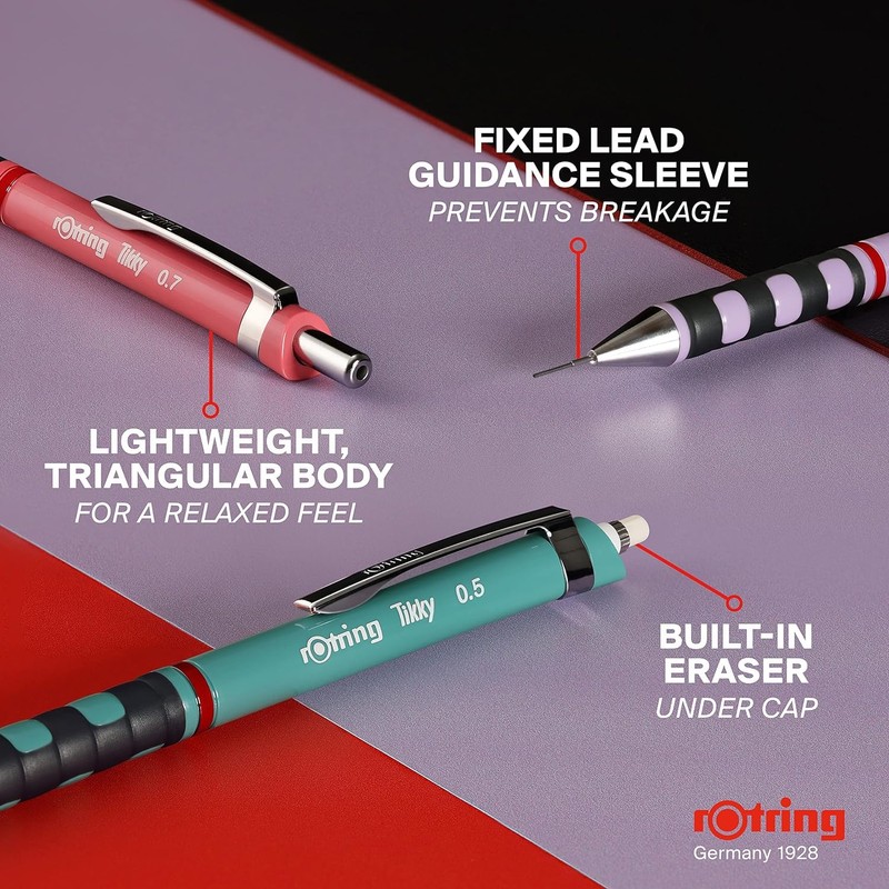 rOtring TIKKY 0.7mm HB Purple Mechanical Pencil for School, Office