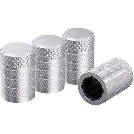 JacobsParts Tire Valve Stem Caps, Silver, 4 pcs/Pack, Anodized Aluminum Tire Valve Cap Set, Corrosion Resistant, Universal Stem Covers for Cars Trucks Motorcycles SUVs and Bikes