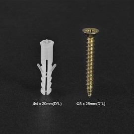 uxcell 4x20mm Plastic Expansion Tube for Drywall with Color Zinc Screws White 50pcs