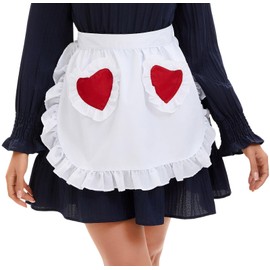 Nanxson Ladies Girls Kitchen Apron Retro Maid Costume Cooking Apron Waist Apron Half Apron with Pocket CFP001, White lace