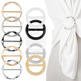 Nogeqi Pack of 10 Metal Scarf Ring Scarf Ring, Colourful T Shirt Clip Buckle Scarf Clips, Round Shirt Clips for Women Clothing Plastic Resin Scarf Rings Scarf Clips for Loose T Shirt Scarf Buckle,