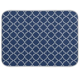 Super Absorbent Dish Drying Mat Microfiber Fast-Drying Dish Mat 16" x 18" Kitchen Dish Drying Pad Watercolor Cute Navy Blue Moroccan