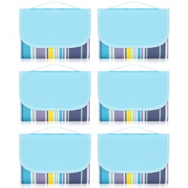 Shellwei 6 Packs Outdoor Picnic Blanket Foldable Portable Picnic Mat Waterproof Sandproof Beach Blanket Lightweight Picnic Mat Tote for Hiking Travel Park Grass Indoors Family Camping, 79 x 59 Inch