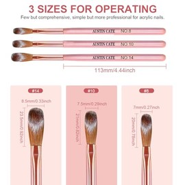 3Pcs Pinceles para Uñas Acrílicas, Brochas Acrílicas Para Uñas, Cepillos para Uñas, Cepillo De Gel De Uñas, Pinceles para Pluma de Arte de Uñas para S