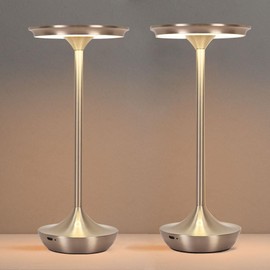 EJQ Cordless Table Lamp Rechargeable, 6000mAh Battery Operated LED Table Lights Outdoor Portable Touch Dimmable Table Lamp for Bedroom Patio Cofee Restaurant Dining Home Set of 2-Silver