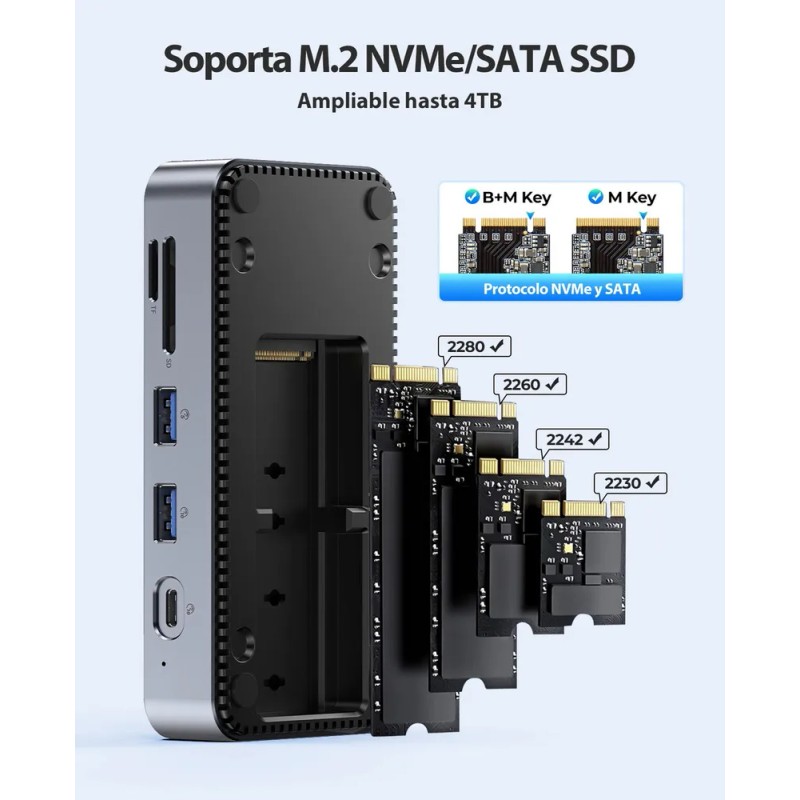 Orico Hub USB-C 10 en 1 con Carcasa SSD M.2